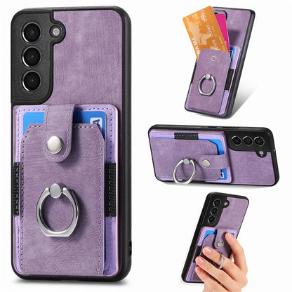 D2 For Samsung Galaxy S22+ 5G Kickstand Case TPU+PU Leather Phone Cover with Card Slot