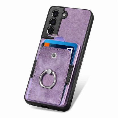 D2 For Samsung Galaxy S22+ 5G Kickstand Case TPU+PU Leather Phone Cover with Card Slot
