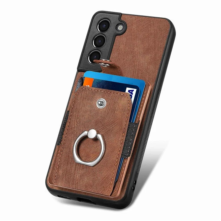 D2 For Samsung Galaxy S22+ 5G Kickstand Case TPU+PU Leather Phone Cover with Card Slot