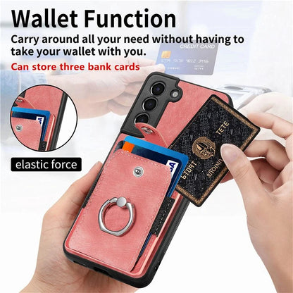 D2 For Samsung Galaxy S22+ 5G Kickstand Case TPU+PU Leather Phone Cover with Card Slot