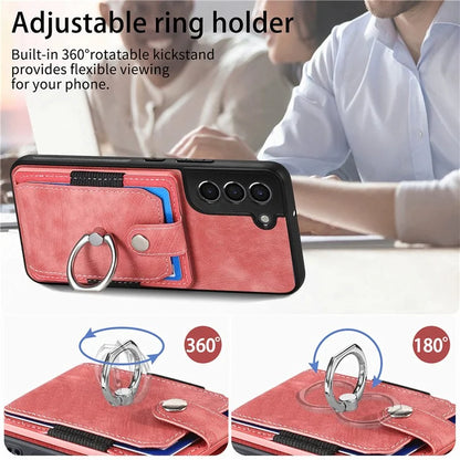 D2 For Samsung Galaxy S21 FE 5G Protective Case Ring Holder Kickstand TPU+PU Phone Case