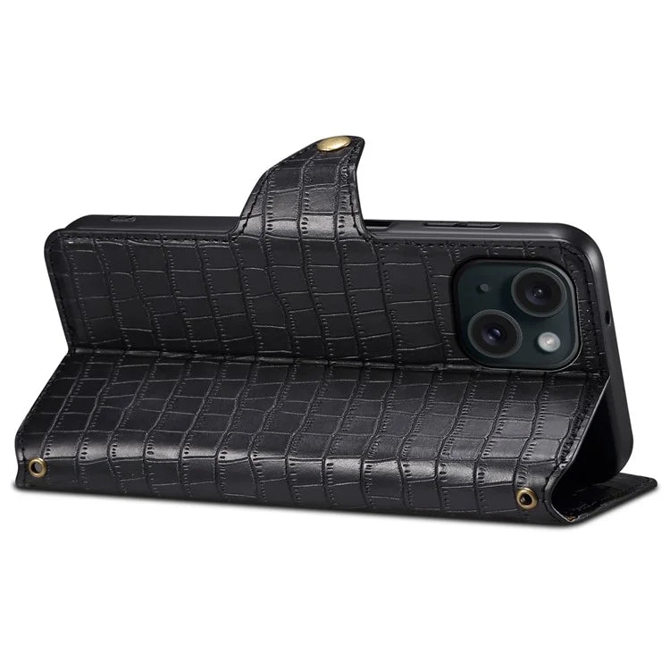 For iPhone 14 Case Crocodile Texture Leather Phone Cover with Wallet Card Slots