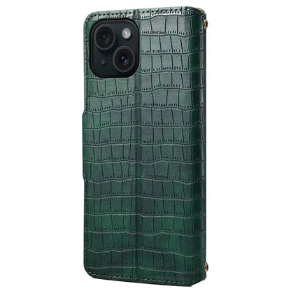 For iPhone 14 Case Crocodile Texture Leather Phone Cover with Wallet Card Slots