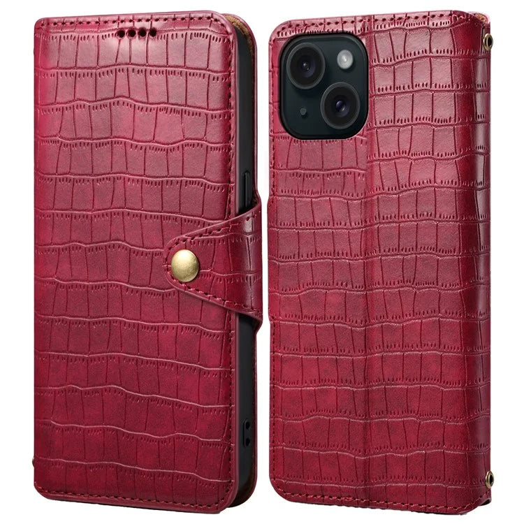 For iPhone 14 Case Crocodile Texture Leather Phone Cover with Wallet Card Slots