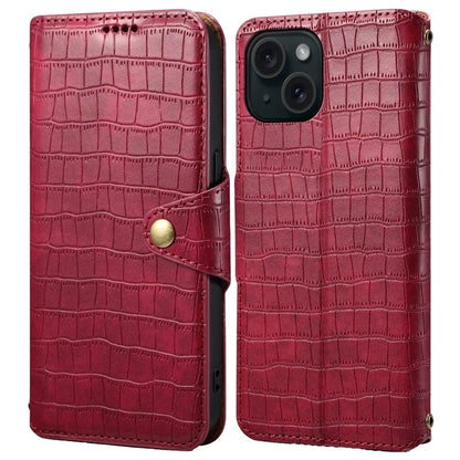 For iPhone 14 Case Crocodile Texture Leather Phone Cover with Wallet Card Slots