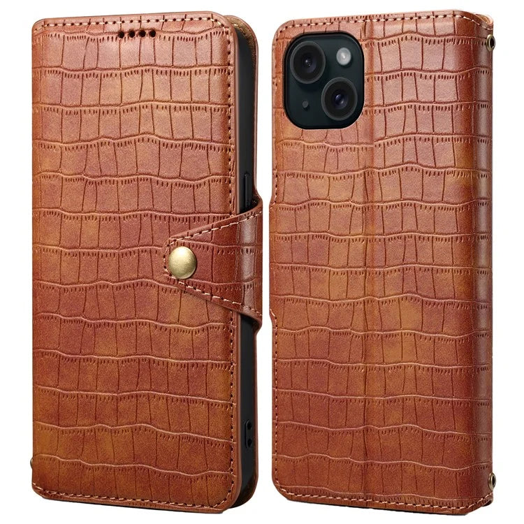 For iPhone 14 Plus Wallet Leather Case Crocodile Texture Stand Protective Phone Cover