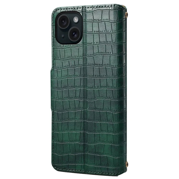 For iPhone 14 Plus Wallet Leather Case Crocodile Texture Stand Protective Phone Cover