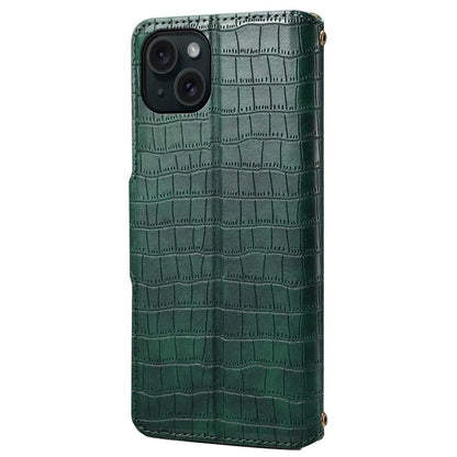 For iPhone 14 Plus Wallet Leather Case Crocodile Texture Stand Protective Phone Cover