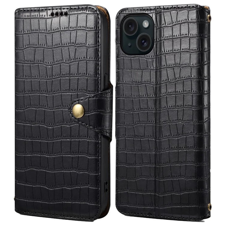 For iPhone 14 Plus Wallet Leather Case Crocodile Texture Stand Protective Phone Cover