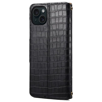 For iPhone 14 Plus Wallet Leather Case Crocodile Texture Stand Protective Phone Cover