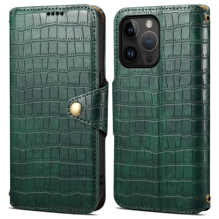 For iPhone 13 Pro Max Leather Cover Crocodile Texture Anti-Drop Wallet Phone Case