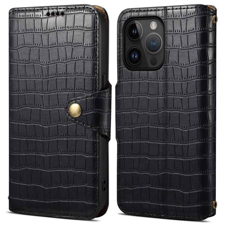 For iPhone 13 Pro Max Leather Cover Crocodile Texture Anti-Drop Wallet Phone Case