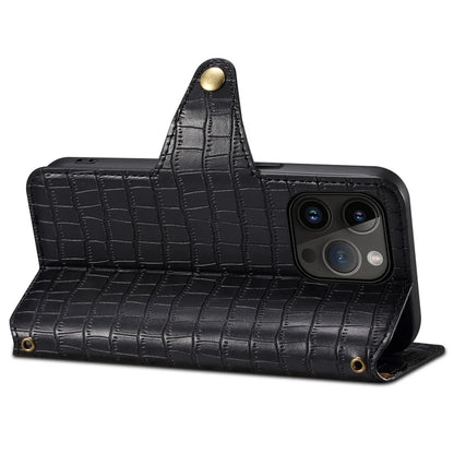 For iPhone 13 Pro Max Leather Cover Crocodile Texture Anti-Drop Wallet Phone Case
