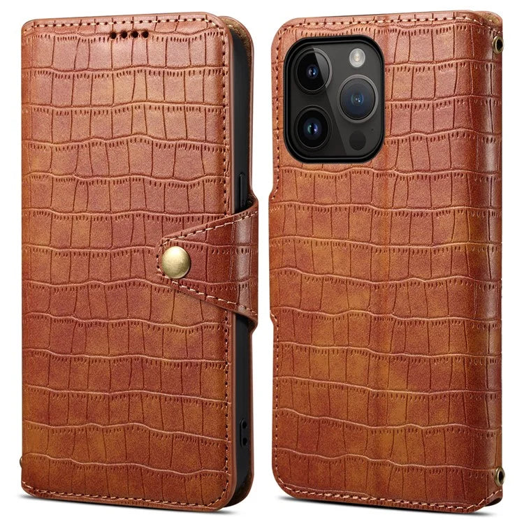 For iPhone 13 Pro Max Leather Cover Crocodile Texture Anti-Drop Wallet Phone Case