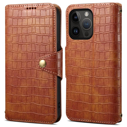 For iPhone 13 Pro Max Leather Cover Crocodile Texture Anti-Drop Wallet Phone Case