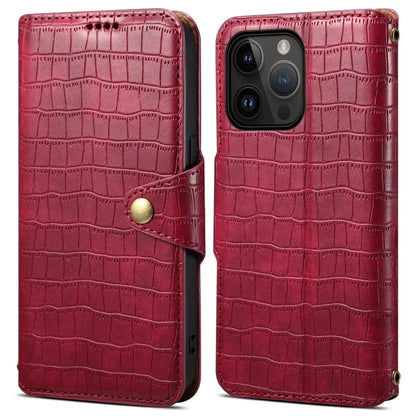 For iPhone 13 Pro Max Leather Cover Crocodile Texture Anti-Drop Wallet Phone Case