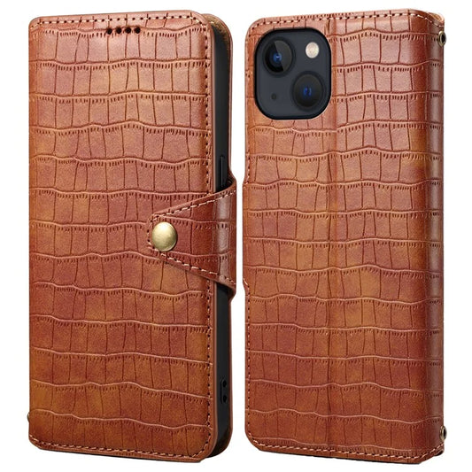 Wallet Cell Phone Cover for iPhone 13 6.1 inch PU Leather Case with Stand Crocodile Texture