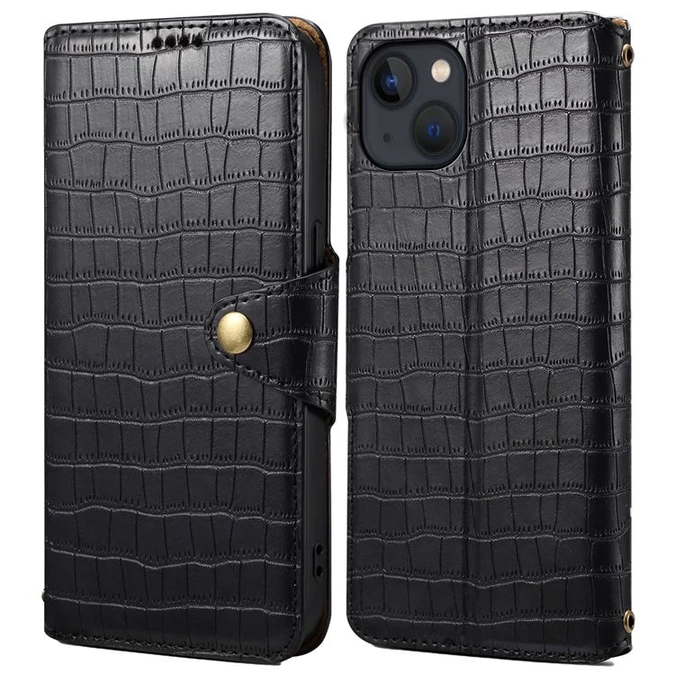 Wallet Cell Phone Cover for iPhone 13 6.1 inch PU Leather Case with Stand Crocodile Texture