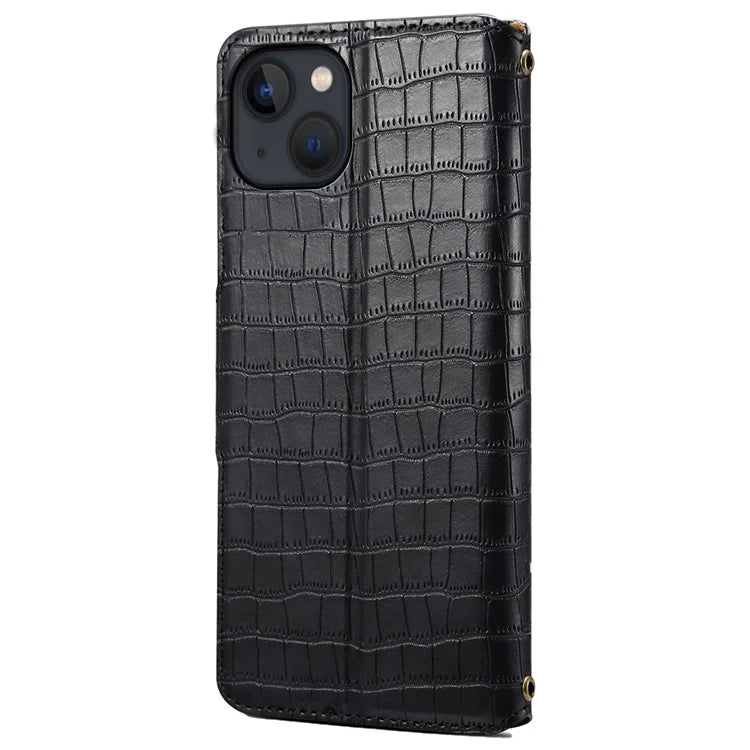 Wallet Cell Phone Cover for iPhone 13 6.1 inch PU Leather Case with Stand Crocodile Texture