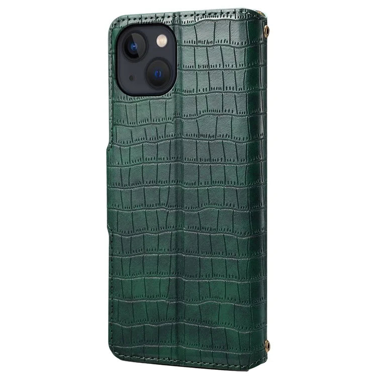 Wallet Cell Phone Cover for iPhone 13 6.1 inch PU Leather Case with Stand Crocodile Texture