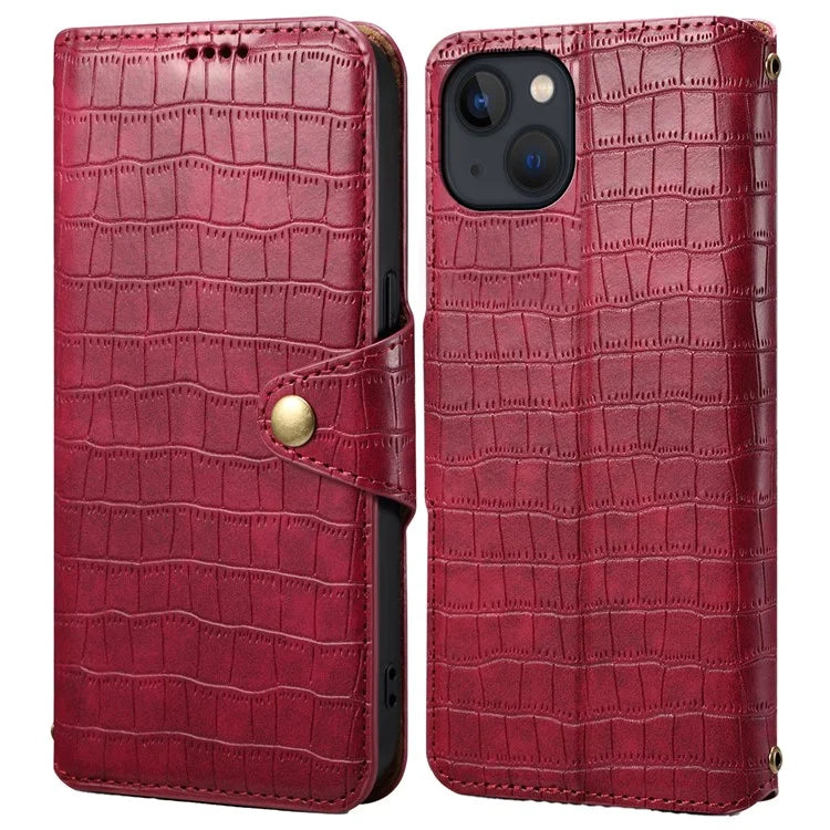 Wallet Cell Phone Cover for iPhone 13 6.1 inch PU Leather Case with Stand Crocodile Texture