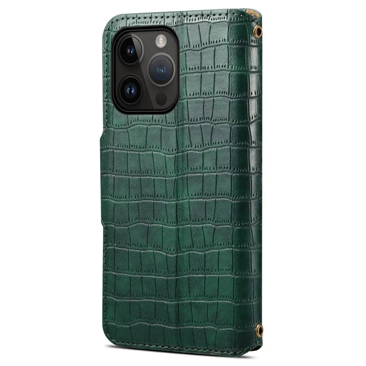 Leather Case for iPhone 13 Pro Drop Protection Crocodile Texture Wallet Phone Cover