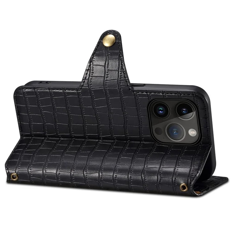Leather Case for iPhone 13 Pro Drop Protection Crocodile Texture Wallet Phone Cover