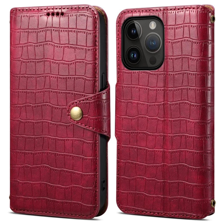 Leather Case for iPhone 13 Pro Drop Protection Crocodile Texture Wallet Phone Cover