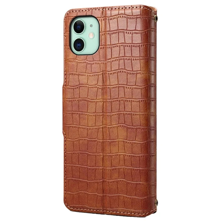 For iPhone 11 Cover Crocodile Texture Leather Case Classic Wallet Stand Cover
