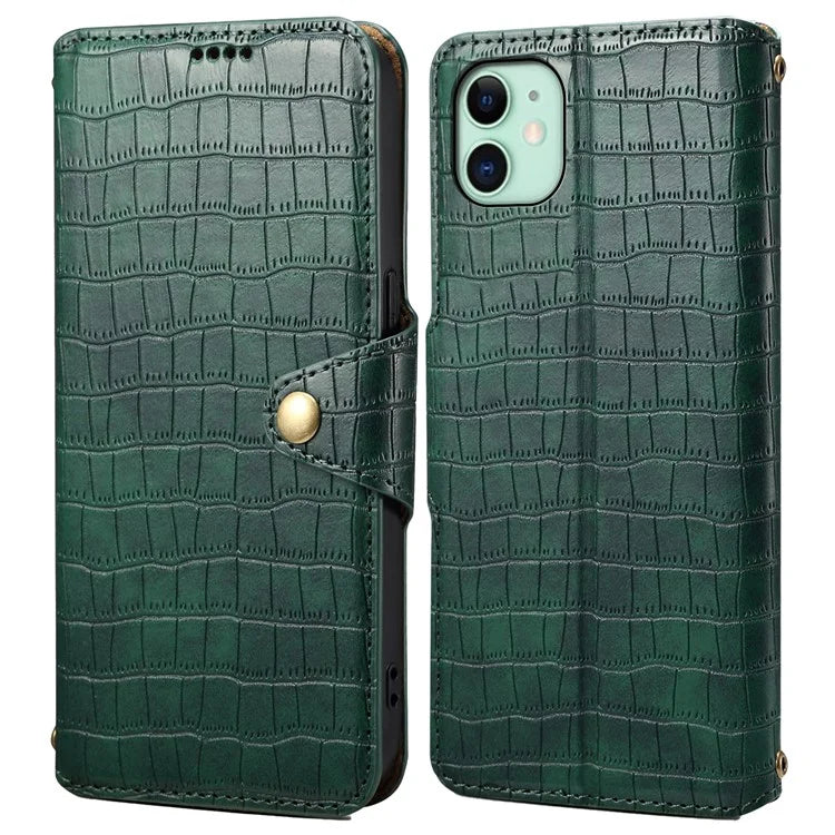 For iPhone 11 Cover Crocodile Texture Leather Case Classic Wallet Stand Cover
