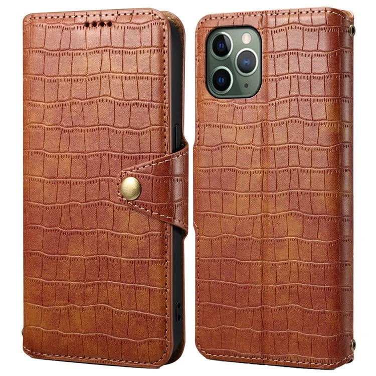 For iPhone 11 Pro Leather Case Magnetic Flip Crocodile Texture Phone Cover