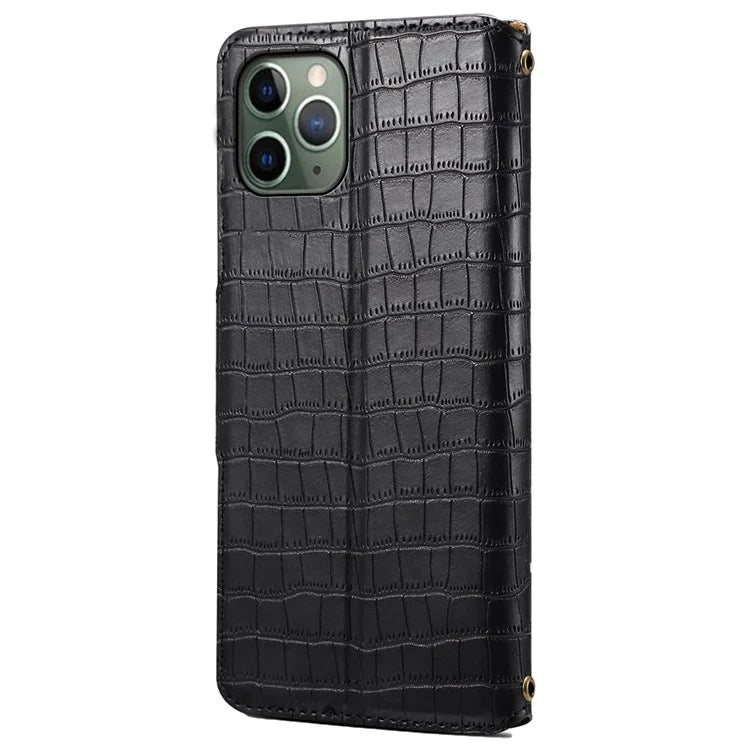 For iPhone 11 Pro Leather Case Magnetic Flip Crocodile Texture Phone Cover