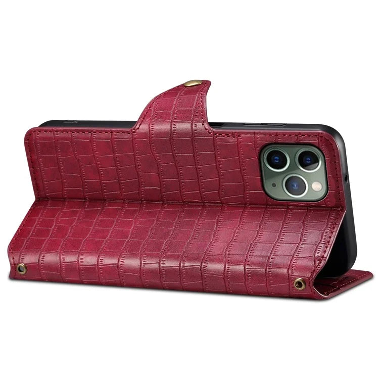 For iPhone 11 Pro Leather Case Magnetic Flip Crocodile Texture Phone Cover