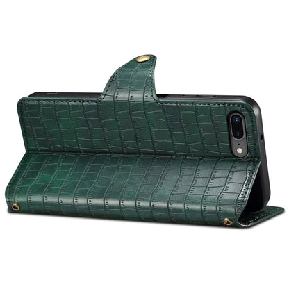 For iPhone 7 Plus / 8 Plus Case Crocodile Texture Leather Wallet Flip Phone Cover