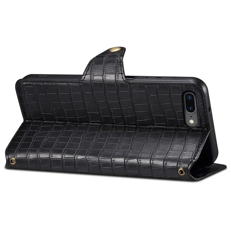 For iPhone 7 Plus / 8 Plus Case Crocodile Texture Leather Wallet Flip Phone Cover
