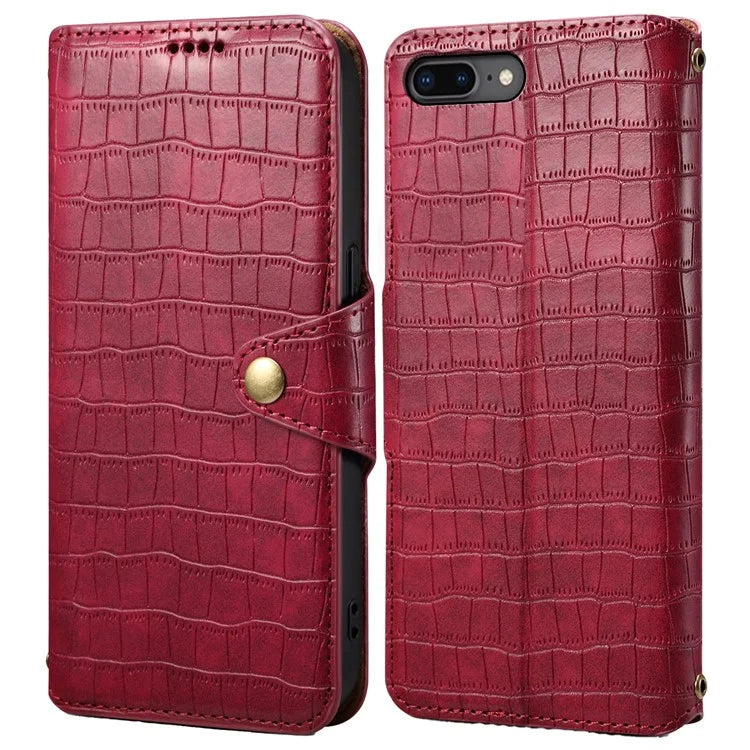 For iPhone 7 Plus / 8 Plus Case Crocodile Texture Leather Wallet Flip Phone Cover