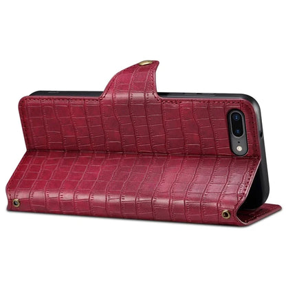 For iPhone 7 Plus / 8 Plus Case Crocodile Texture Leather Wallet Flip Phone Cover