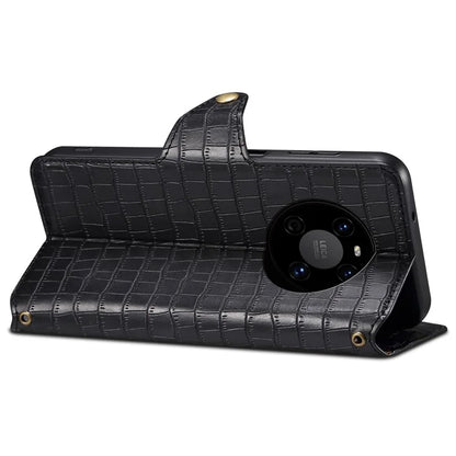 For Huawei Mate 40 Leather Case Crocodile Texture Wallet Full Protection Phone Cover