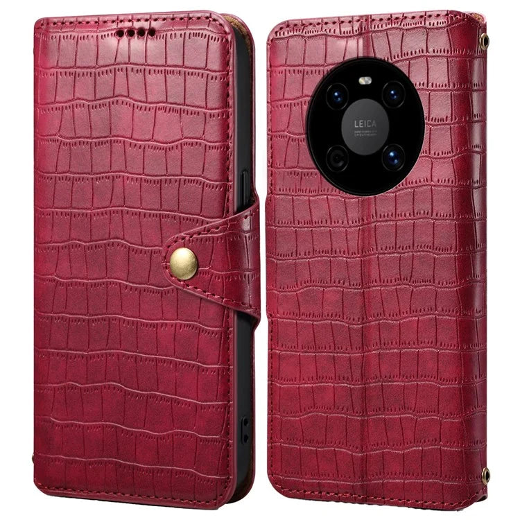 For Huawei Mate 40 Leather Case Crocodile Texture Wallet Full Protection Phone Cover