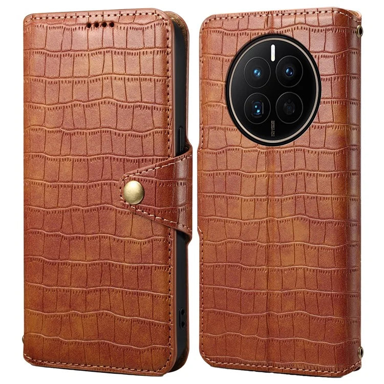 For Huawei Mate 50 4G Wallet Case Crocodile Texture Leather+TPU Phone Cover