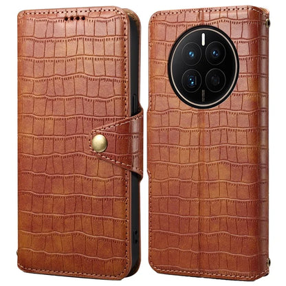 For Huawei Mate 50 4G Wallet Case Crocodile Texture Leather+TPU Phone Cover