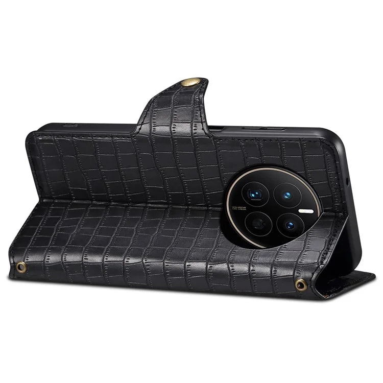 For Huawei Mate 50 4G Wallet Case Crocodile Texture Leather+TPU Phone Cover