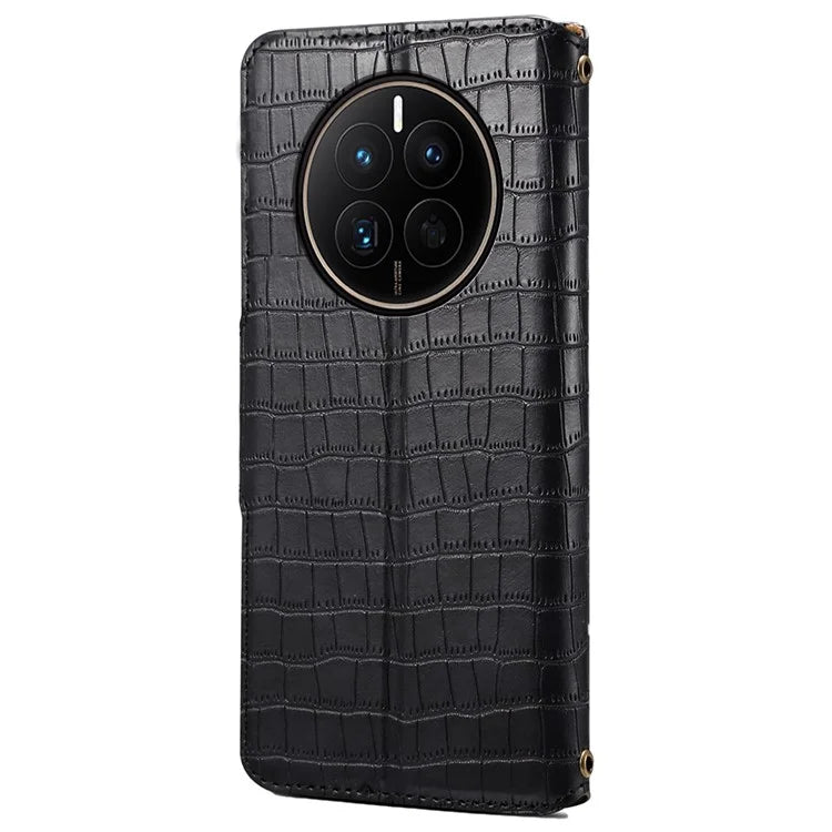 For Huawei Mate 50 4G Wallet Case Crocodile Texture Leather+TPU Phone Cover