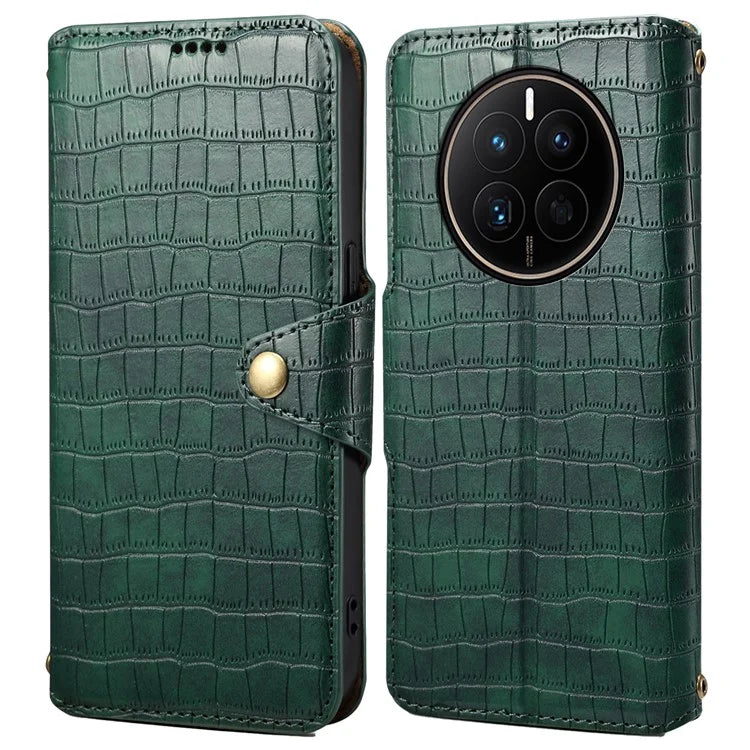 For Huawei Mate 50 4G Wallet Case Crocodile Texture Leather+TPU Phone Cover