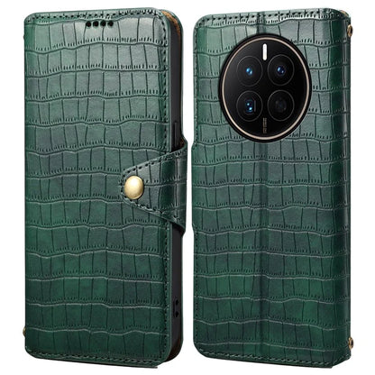 For Huawei Mate 50 4G Wallet Case Crocodile Texture Leather+TPU Phone Cover