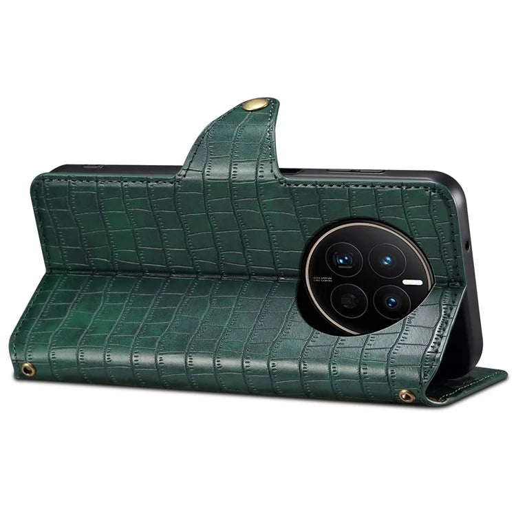 For Huawei Mate 50 4G Wallet Case Crocodile Texture Leather+TPU Phone Cover