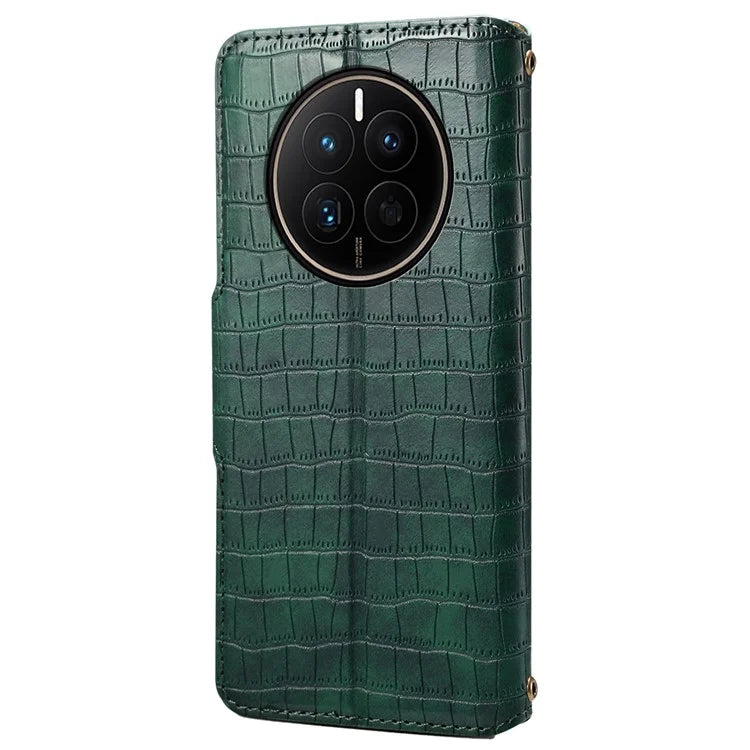 For Huawei Mate 50 4G Wallet Case Crocodile Texture Leather+TPU Phone Cover