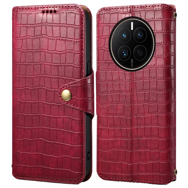 For Huawei Mate 50 4G Wallet Case Crocodile Texture Leather+TPU Phone Cover