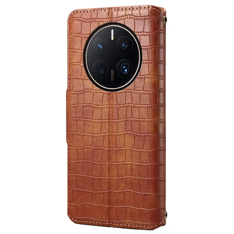 For Huawei Mate 50 Pro 4G Stand Case Crocodile Texture Wallet Leather Phone Cover