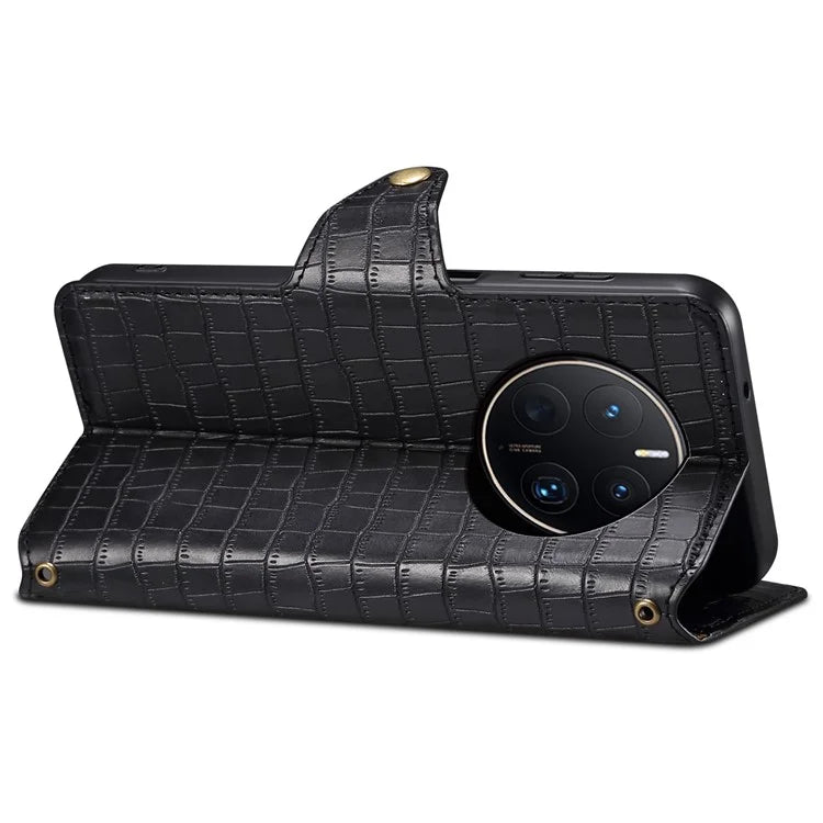 For Huawei Mate 50 Pro 4G Stand Case Crocodile Texture Wallet Leather Phone Cover